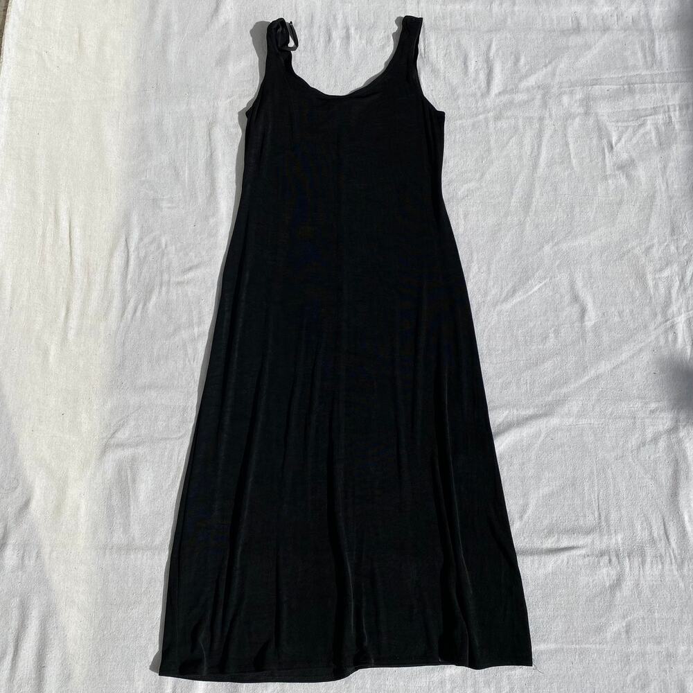 VTG Black Slinky Stretch Knit Sleeveless Maxi Dress 4 Petite Witchy Whimsigoth